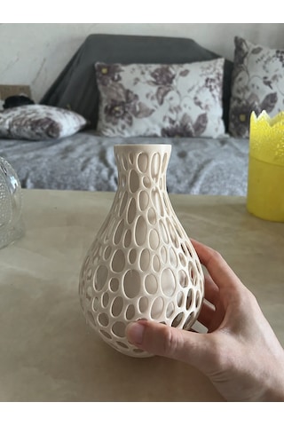 Buradabulabilirsin 3d Baskı Petek Dokulu Vazo - Delikli Dekoratif Vazo-bej Bbz