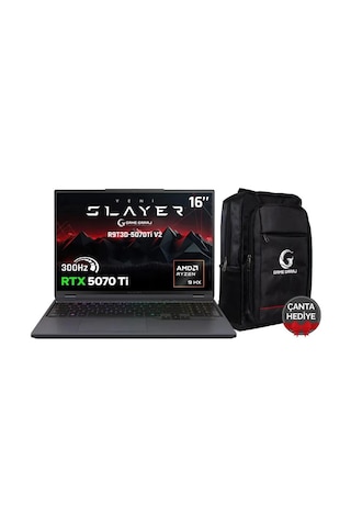 Game Garaj Slayer R9t3d-5070ti V2 C6 Amd Ryzen 9 9955hx3d 64gb Ram 2tb Ssd Rtx5070ti 16" 300hz Qhd+ Ips Freedos Gaming Laptop