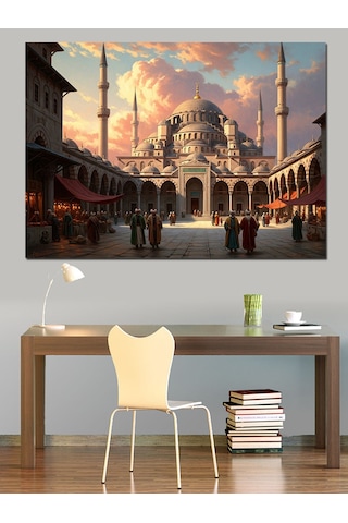 İstanbul Sultanahmet Meydanı Ve İnsanlar Dekoratif Kanvas - Mdf Ahşap Tablo