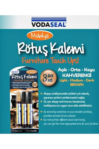 Vodaseal Mobilya Çizik Giderici Rötuş Kalemi 3 Renk Set