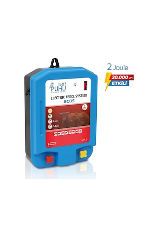 Puhu Ecos Güneş Enerjili Elektrikli Çit Cihazı 2 Joule 20w Panel + 12v/14ah Jel Akü