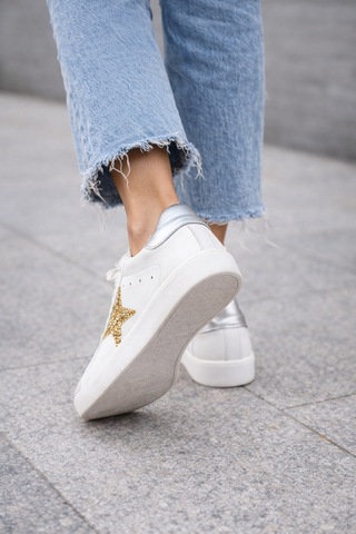 Dadwolf Yıldızlı Sneaker Golden Ghost Super Star Ball Star Hi Star Running Sole Dad Star Rahat Hakiki Deri Beyaz Altın Gold