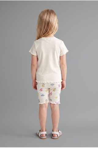 Defacto Baskılı Kıvırcık Kenarlı Fitilli Kaşkorse Şortlu 2li Pijama Takımı Kız Bebek H9310a526smwt46 Beyaz-wt46