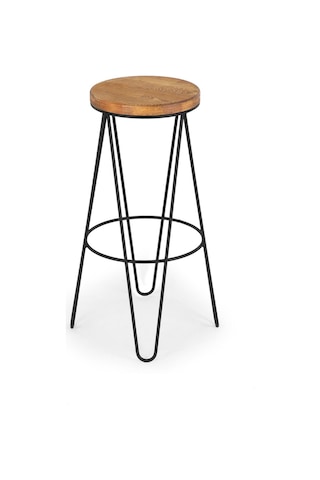 T.concept Florawood Exclusive Ahşap Döküm Yuvarlak Tabure 72 Cm