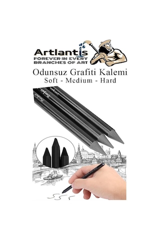Odunsuz Grafiti Kalemi 3 Lü 1 Paket Odunsuz Kömür Kalemi Füzen Kalemi Çizim Kalemi Eskiz Ve Karakalem Kalemi