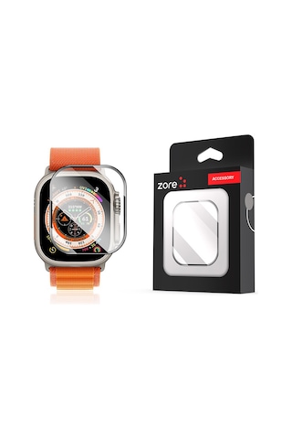 Ekılıf - İos Watch Ultra 49mm Uyumlu - Ekran Koruyucu Metal Çerçeveli Ekran Koruyucu - Alm-01 - Siyah - T26559