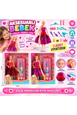 2978-4 Aksesuarlı Bebek Oyuncak Bebek Adet Fiyatıdır