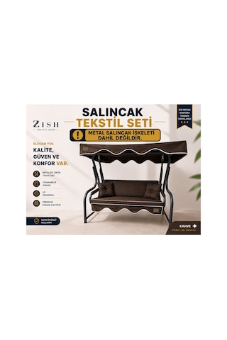 Zishome 2 Kişilik Bahçe Balkon Salıncağı Tekstil Seti 140x45x8 Cm Minder Ölçüsü Oturak Sırt Minderi Ve Tente Takımı Antrasit, Metal İskelet Dahil Değildir Kahverengi