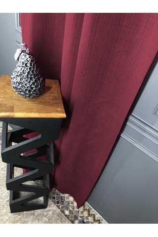 Rendecioğlutekstil Tül Perde Çizgili Keten Renkli Tül Kampanyalı Ürün 300 X 270 Bordo Diğer
