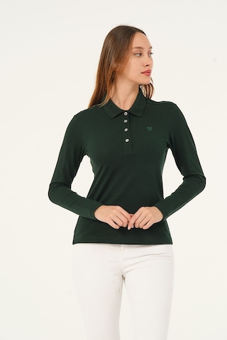 Msw Kadın Uzun Kollu Regular Fit Polo Yaka T-shirt Nefti