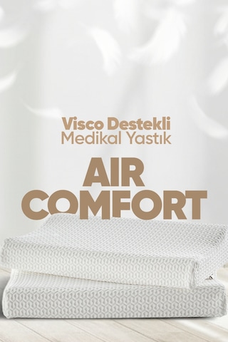 Boyun Destek Yastığı - Boyun Düzleşmesi İçin Visko Yastık Tek Taraflı Lüx Air Comfort Beyaz