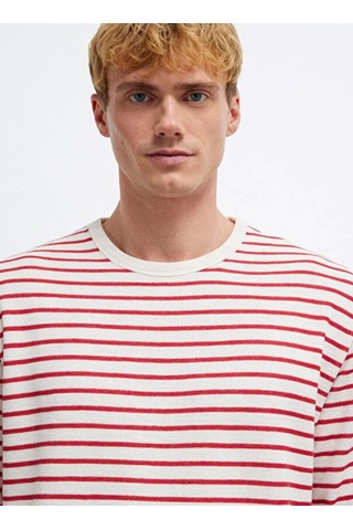 Mavi M0613157-91392 Çizgili Uzun Kollu Tişört Erkek T-shirt Kırmızı
