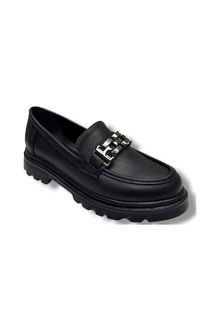 Fancy 801-26 Deri Loafer Tokalı Anatomik Kadın Ayakkabı Siyah
