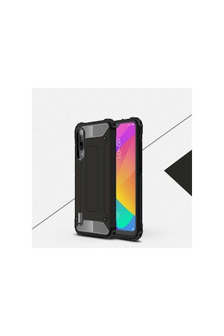 Noktaks - Xiaomi Mi 9 Se Uyumlu - Kılıf Çift Katman Koruyucu Crash Military Tank Kılıf - Siyah Siyah