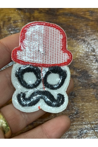 Ütü İle Yapışan Bıyıklı Adam Arma Dikiş Aplike 6x4 Cm