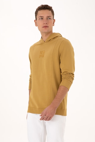 U.S. Polo Assn. Erkek Regular Fit Kapüşonlu Yıkamalı Hardal İnce Sweatshirt 50315493-VR151
