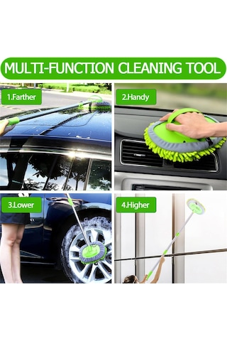 Jouis Araba Yıkama Fırçası El Mop Temizleme Aleti Uzun Saplı Yıkama Detaylandırma Kiti Arabalar Kamyon, Suv, Rv, Römork, Mikrofiber Sünger Silgi Boyaya Zarar Vermez Çiziksiz Sku: Smgstk1788f2da3f