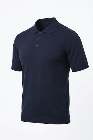 Onno Pamuk İplikli İnce Polo Yaka Düğmeli Triko Tshirt Lacivert