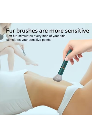 Moveevo Çift Kullanımlı Elektrikli Vibratör Masaj Aleti Makyaj Fırçası Usb Şarj 10 Hızlı Titreşim Otomatik Isıtma Dahili 150mah