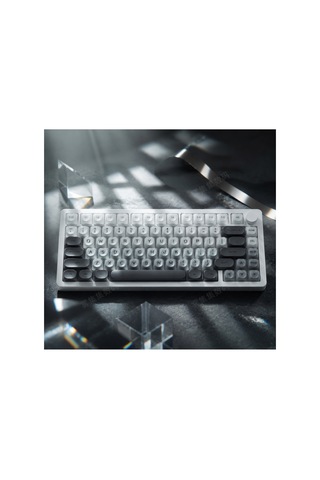 Leaven 128 Tuş Pbt Keycap Seti - Retro Yuvarlak Moa Profil Cherry Mx Uyumlu Klavye Tuşları - Gri