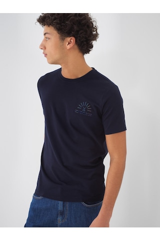 Xint Lacivert Pamuk Dokulu Slim Fit Tişört 502122