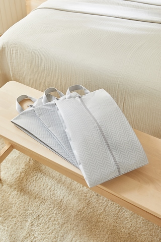 Ocean Home Textile 3'lü Gri Balıksırtı Ayakkabı Düzenleyici Taşıma Çantası Seti 22 X 40 X 9 Cm