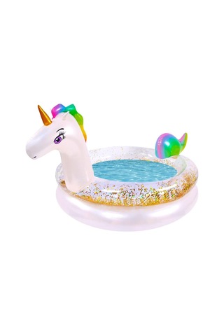 Beyaz Simli 150 Cm Şişme Çocuk Havuzu, Yumuşak Tabanlı Minik Çocuk Havuzu, Şişme Oyun Havuzu Beyaz