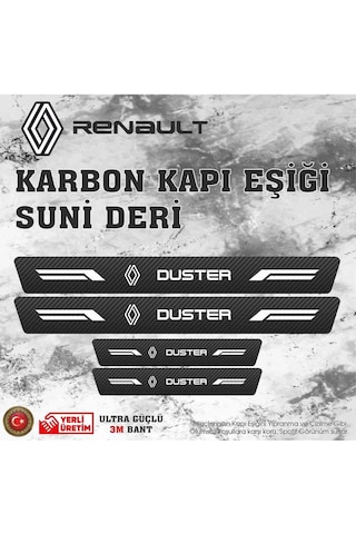 Renault Duster Uyumlu Deri Karbon Kapı Eşiği Koruyucu Bant 4 Adet