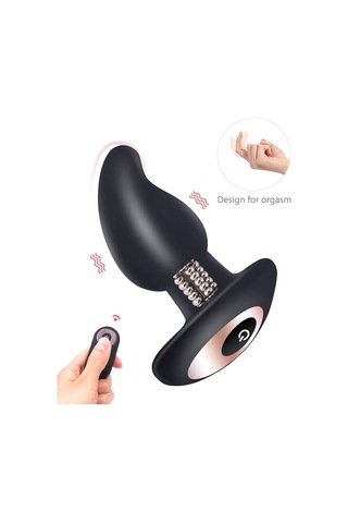 Carmine Wireless Kumandalı 10 Modlu Su Geçirmez Giyilebilir Anal Plug Lüks Vibratör Siyah