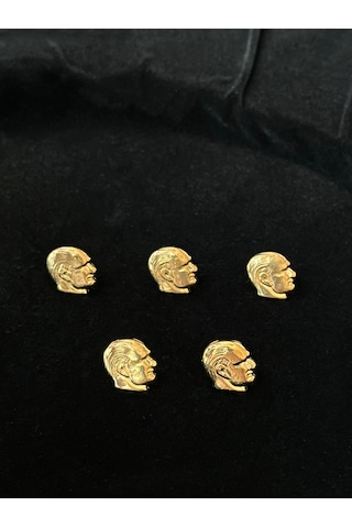 Atatürk Büstü Yaka Rozeti Gold 5'li Altın
