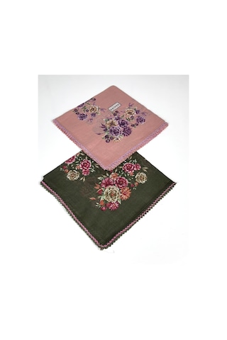 Eripek 2'li Paket Oyalı Pamuk Yazma 6594 Yeşil-somon