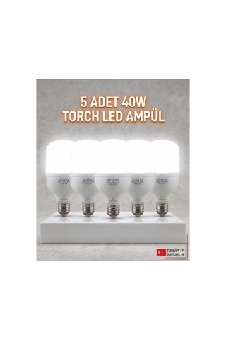 5 Li Avantaj Seti 40w Mega Torch Led Ampul - Yüksek Lümen Ultra Parlak Beyaz Işık - E27 Duy Tasarruflu Ampul