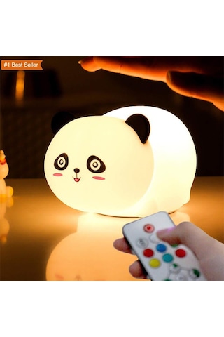 Gülümseyen Panda Led Silika Jel Gece Lambası Beyaz