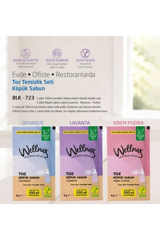 Wellnax Toz Temizlik Seti Köpük Sabun 3 Ad. Köpük Sabun + 1 Ad.500ml Şişe