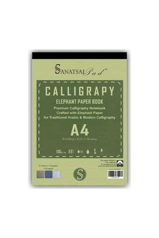 Sanatsalpad Fil Kağıdından A4 Ciltli Kaligrafi - Hat Defteri 3 Renk 30 Yaprak 110gr
