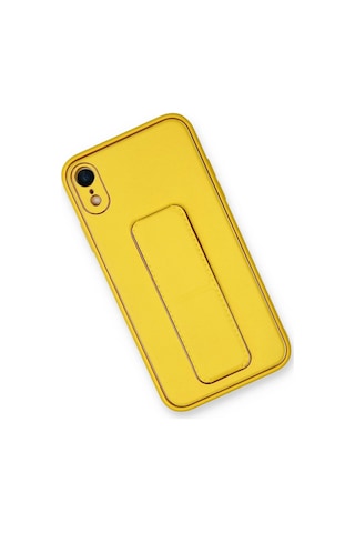 Cosmotex Newface Apple, Uyumlu iPhone Xr Kılıf Coco Deri Standlı Kapak - Sarı