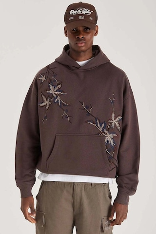 American Rag Cie Organik Pamuklu Kahverengi Hawthorn Kapşonlu Sweatshirt - Rahat Kesim