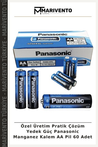 Özel Üretim Pratik Çözüm Yedek Güç Panasonic Manganez Kalem Aa Pil 60 Adet