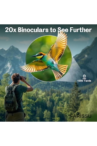 Kl65 20x50 Hd Dürbün Geniş Görüş Açısı, Yüksek Büyütme Kapasitesi Siyah