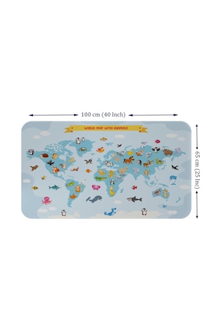 Eğitici Dünya Haritası Dünya Atlası Çocuk Ve Bebek Odası Duvar Sticker-60x105-3791 - Renkli Çok Renkli