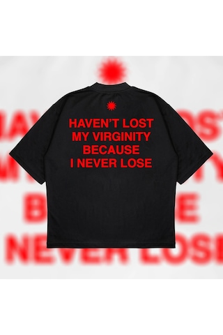 Tarzsokak I Never Lose Boxy Fit Oversize Unisex Tshirt Baskılı Tişört Siyah