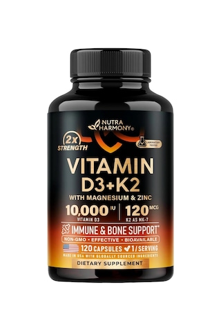D3 10,000 Iu & K2 120 Mcg With Magnesium, Zinc & Vitamins 120 Capsules