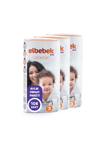 Elbebek Elite Bebek Bezi 3 Numara Midi Fırsat Paketi 108 Adet 3'lü