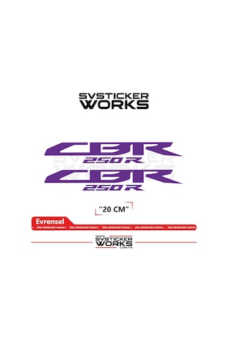 Honda Cbr 250r Sticker Uyumlu Yazı Yüksek Kalite Özel Kesim Folyo 2'li Set Mor
