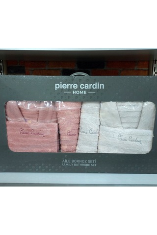 Pierre Cardin 6 Parça Jakarlı Aile Bornoz Seti-wave Soft G.kurusu Gül Kurusu - Krem