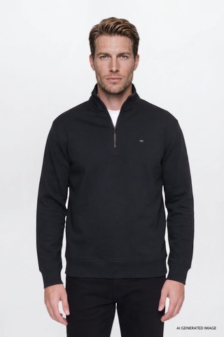 Wrangler Pamuklu Regular Fit Fermuarlı Erkek Sweatshirt W2620157001 Siyah