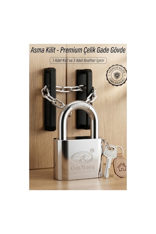 Asma Kilit 40 Mm 1 Adet Dark Plus Paslanmaz Çelik Asma Kilit Dayanıklı Yedek Anahtarlı Zincir Kilidi Kapı Bahçe Kilidi