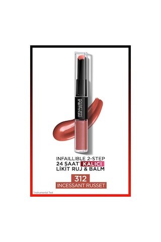 L'Oreal Paris Infaillible 2 Step 24 Saat Kalıcı Likit Ruj & Balm 312 Incessant Russet