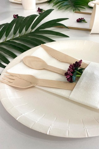 Roll-up Doğaya Dönüş Ekolojik Doğal Doğa Dostu %100 Ahşap Bıçak - 16 Cm. - 50'li Paket Ahşap