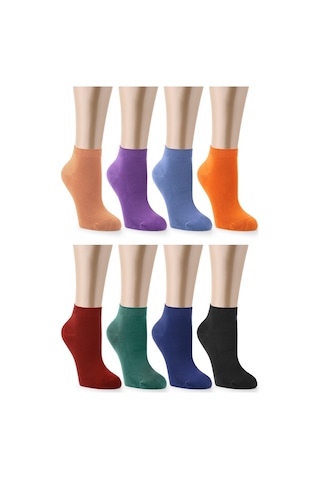 4 Mevsim Bambu Dikişsiz Kadın Patik Çorap 8 Çift 36 - 40 Çok Renkli